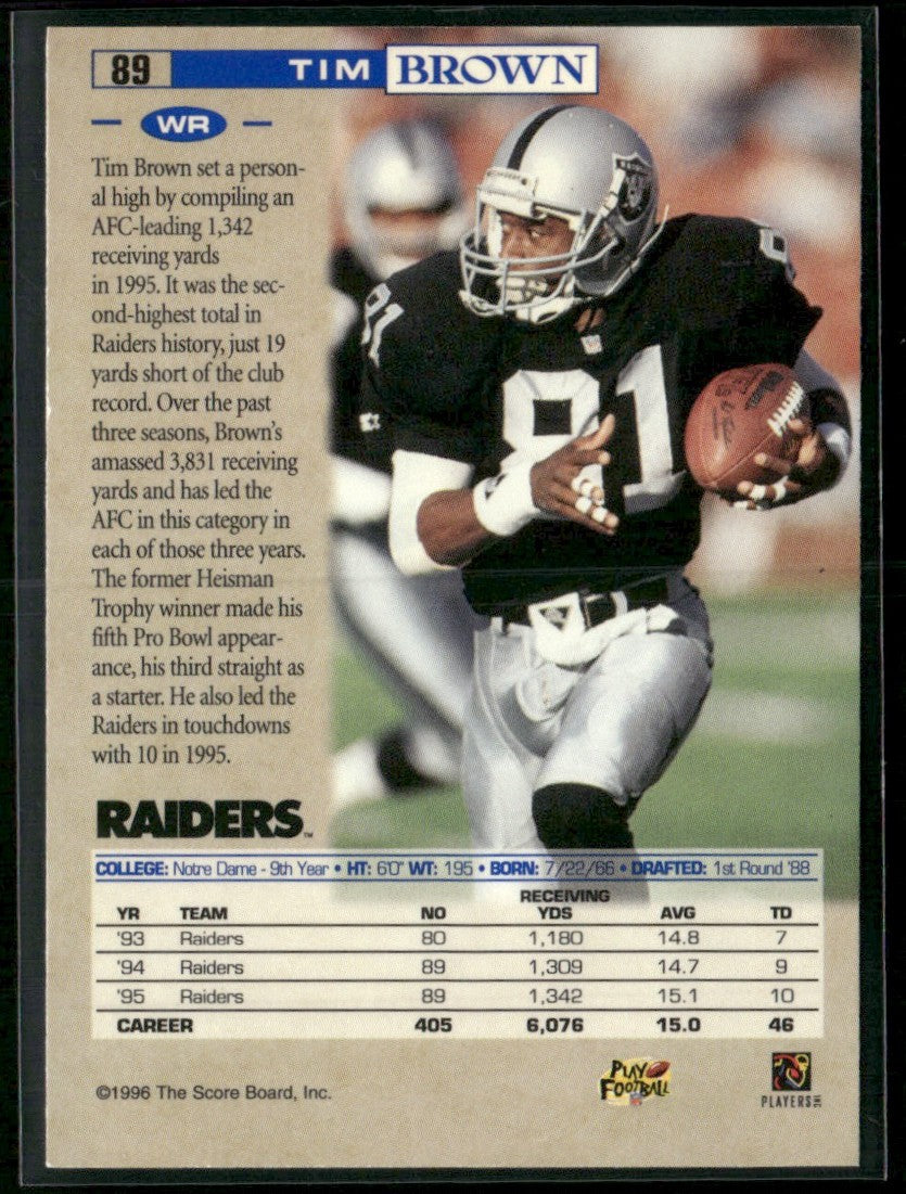 Tim Brown 1996 Pro Line Printer's Proof #89 Oakland Raiders