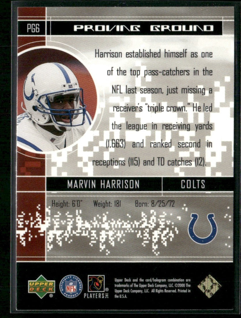 Marvin Harrison 2000 Upper Deck Encore Proving Ground #PG6 Indianapolis Colts