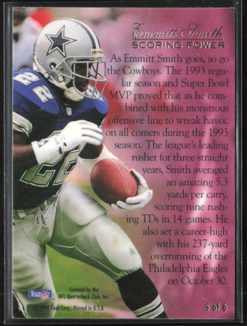 Emmitt Smith 1994 Flair Scoring Power #5 Dallas Cowboys