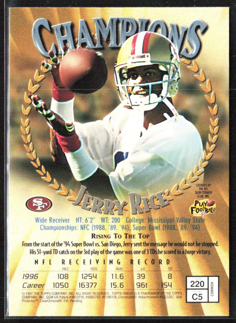 Jerry Rice 1997 Topps Finest #220 San Francisco 49ers