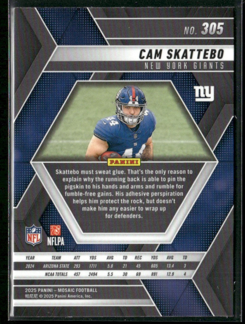 Cam Skattebo 2025 Panini Mosaic RC #305 New York Giants