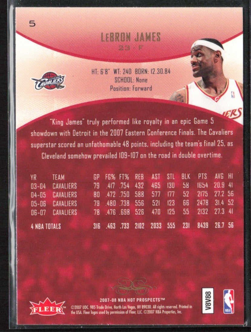 LeBron James 2007 Fleer Hot Prospects #5 Cleveland Cavaliers
