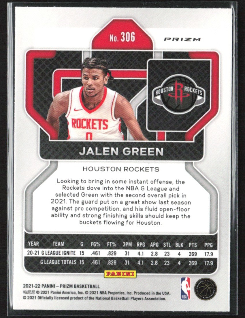 Jalen Green 2021 Panini Prizm Red White & Blue RC #306 Houston Rockets