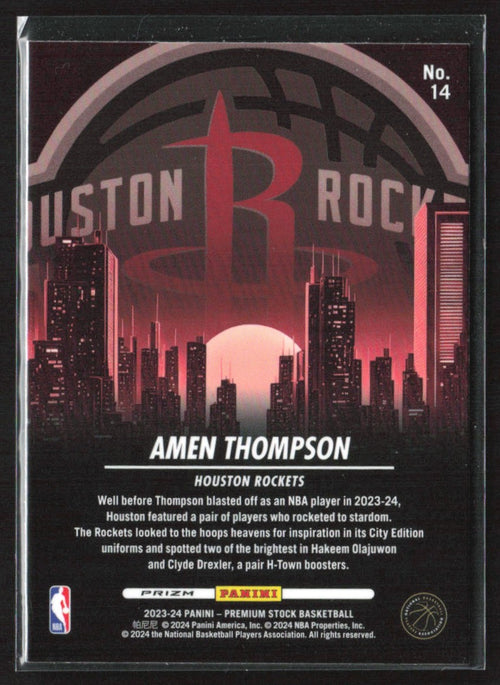Amen Thompson 2023 Panini NBA Hoops Premium Stock City Edition Silver Prizm RC