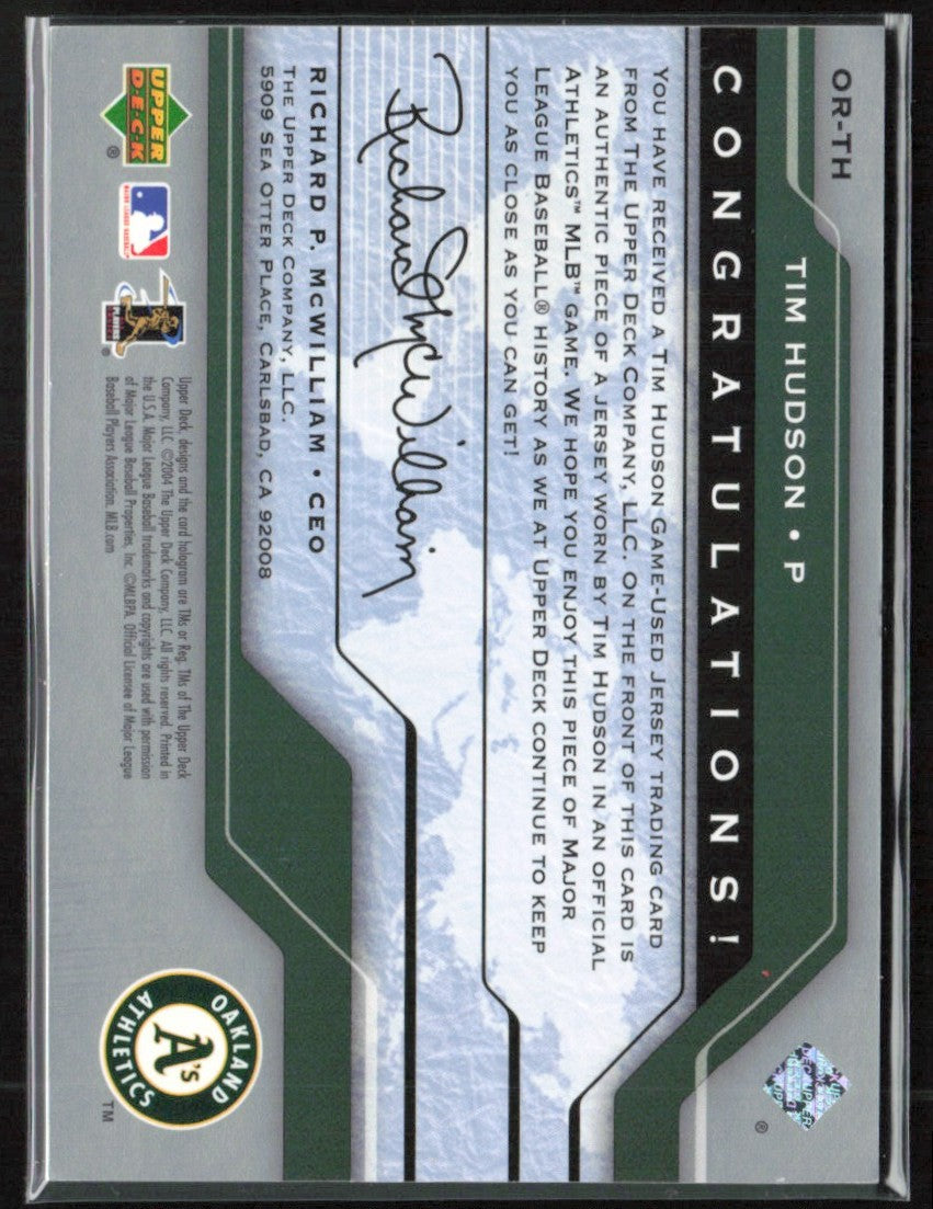 Tim Hudson 2005 Upper Deck Origins Jersey #OR-TH Oakland Athletics