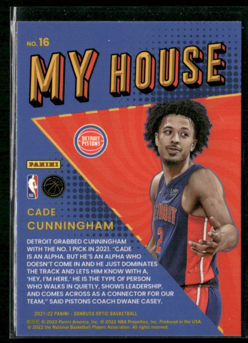Cade Cunningham 2022 Donruss Optic My House RC #16 Detroit Pistons