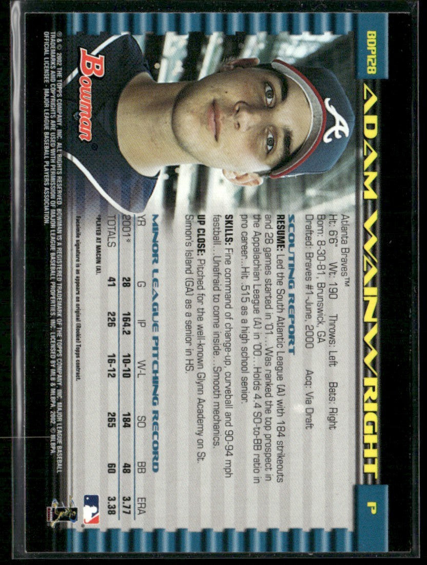 Adam Wainwright 2002 Bowman Draft Picks & Prospects #BDP128 Atlanta Braves