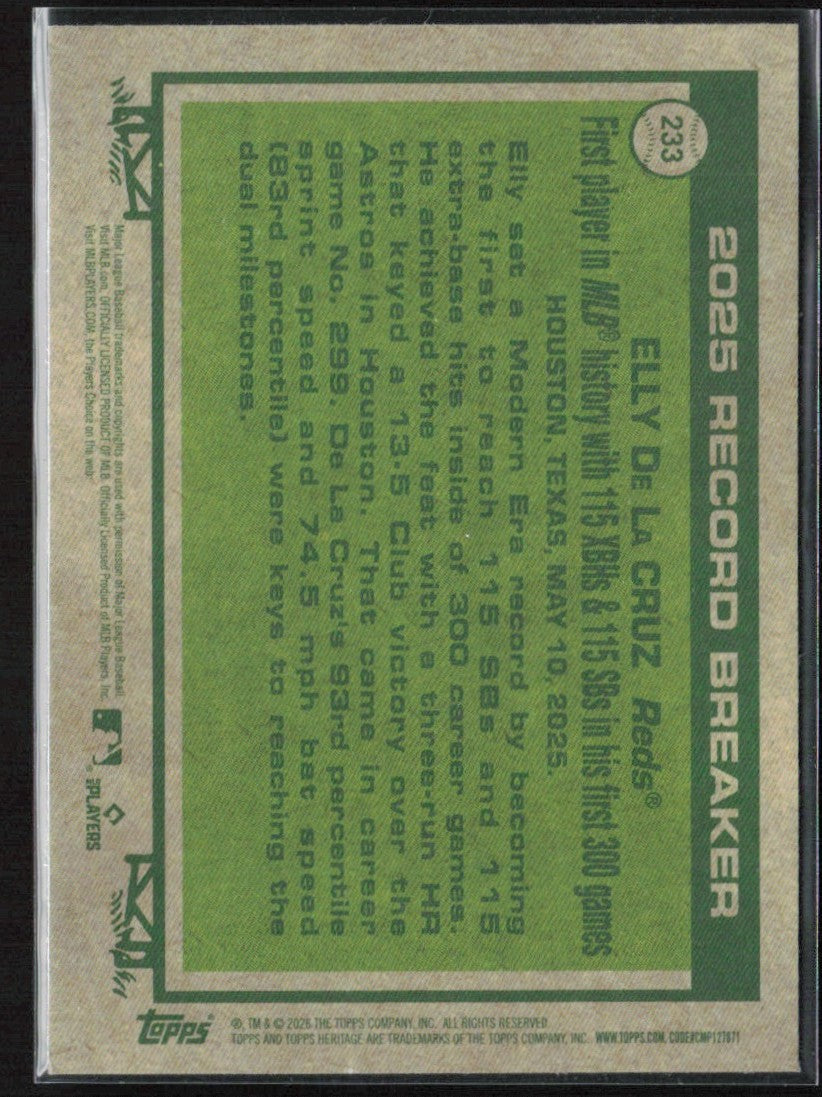 Elly De La Cruz 2026 Topps Heritage Chrome #233 Cincinnati Reds