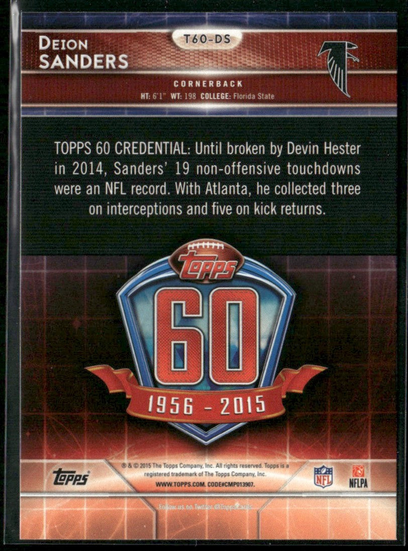 Deion Sanders 2015 Topps 60th Anniversary #T60-DS Atlanta Falcons