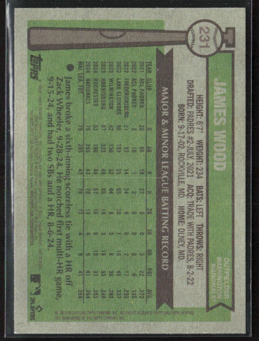 James Wood 2025 Topps Heritage RC #231 Washington Nationals