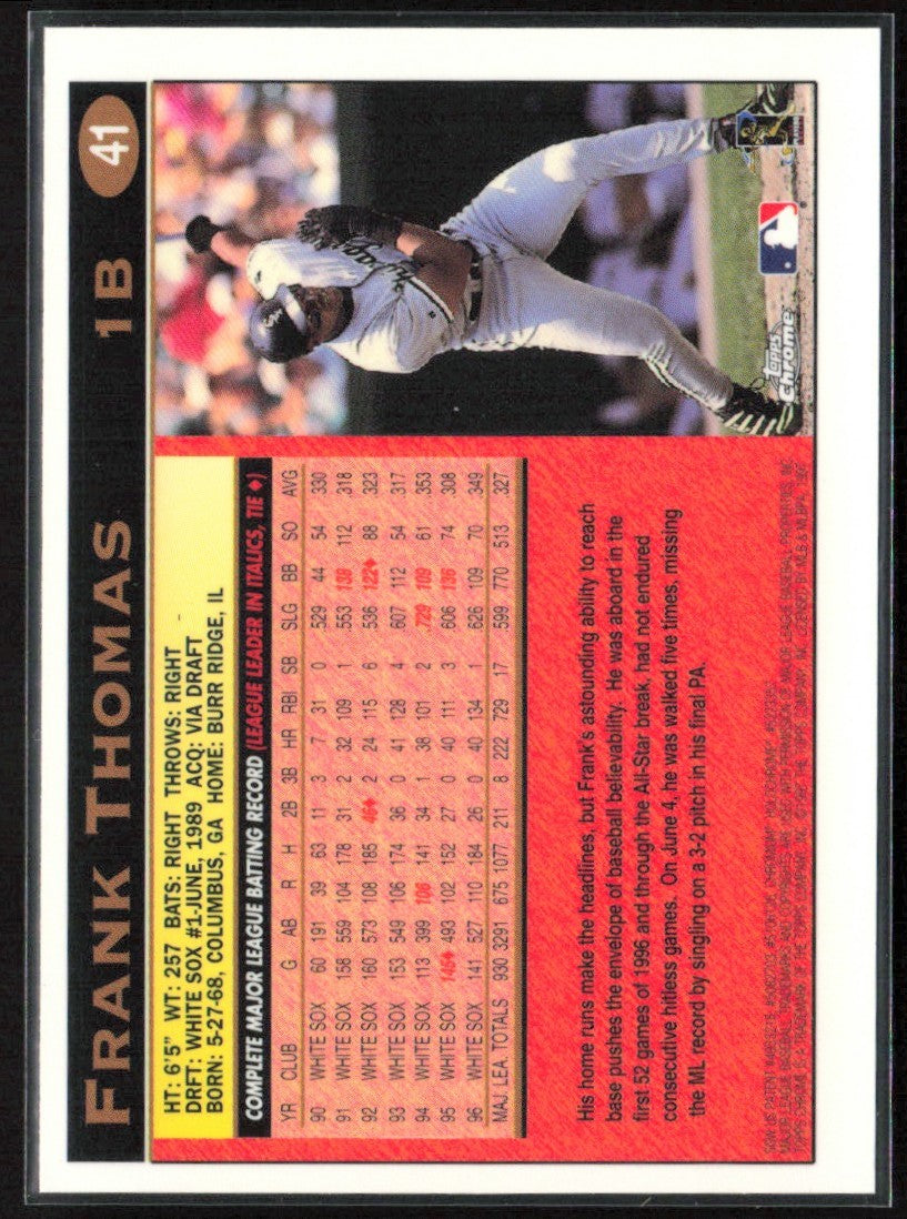 Frank Thomas 1997 Topps Chrome #41 Chicago White Sox