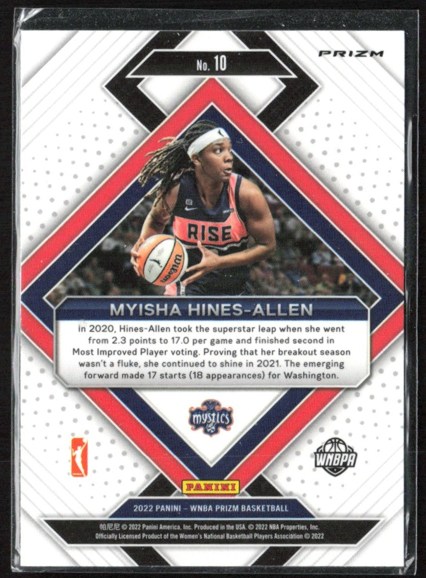 Myisha Hines-Allen 2022 Panini Prizm WNBA Emergent Green #10 Washington Mystics
