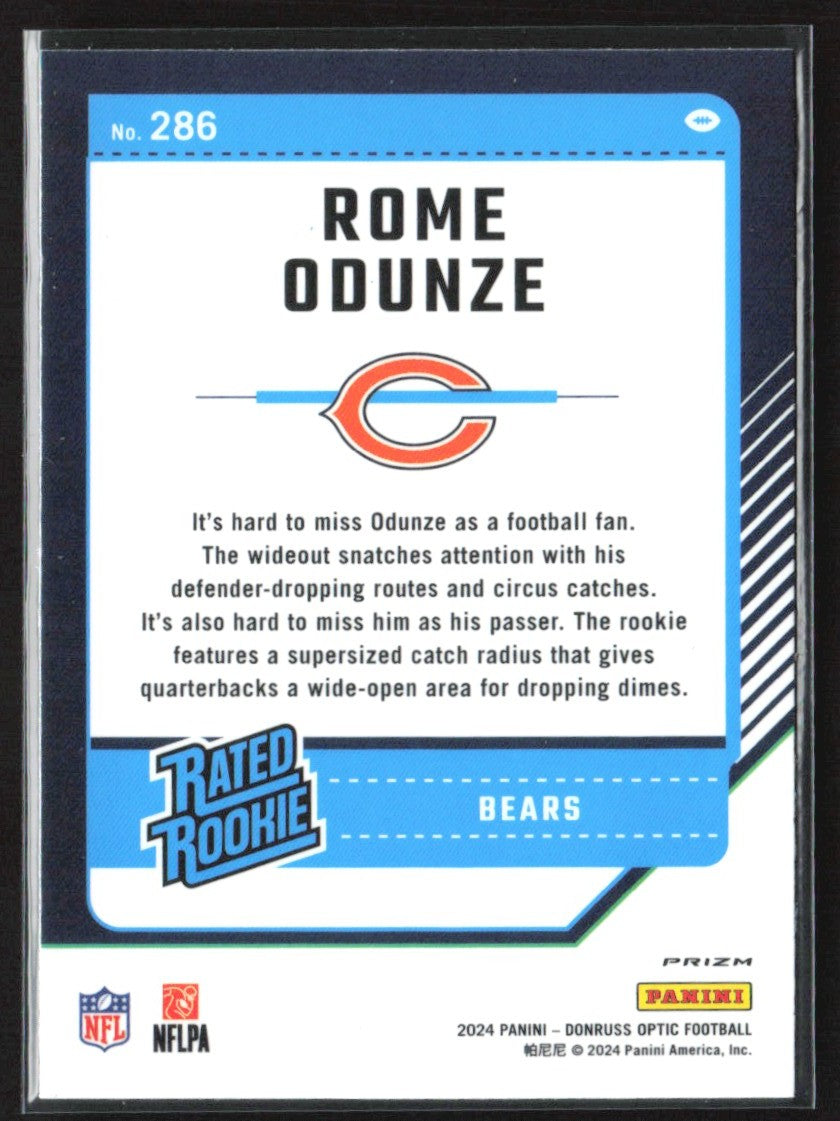 Rome Odunze 2024 Donruss Optic Purple Shock RC #286 Chicago Bears