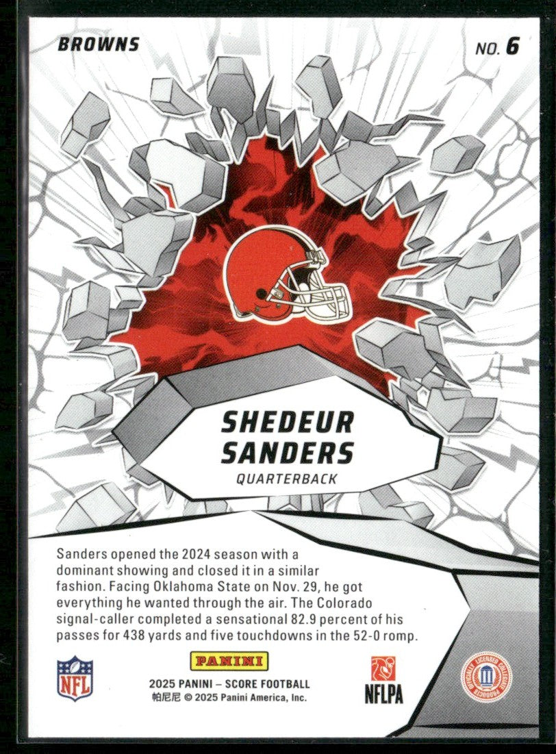 Shedeur Sanders 2025 Panini Score Emerged RC #6 Cleveland Browns