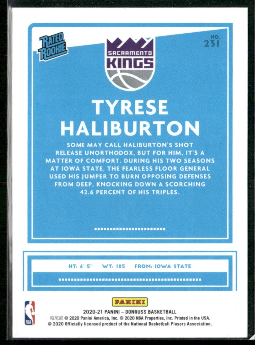 Tyrese Haliburton 2020 Donruss RC #231 Sacramento Kings
