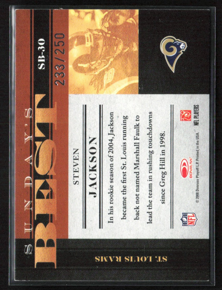 Steven Jackson 2008 Donruss Classics Sunday's Best Silver /250 #SB-30