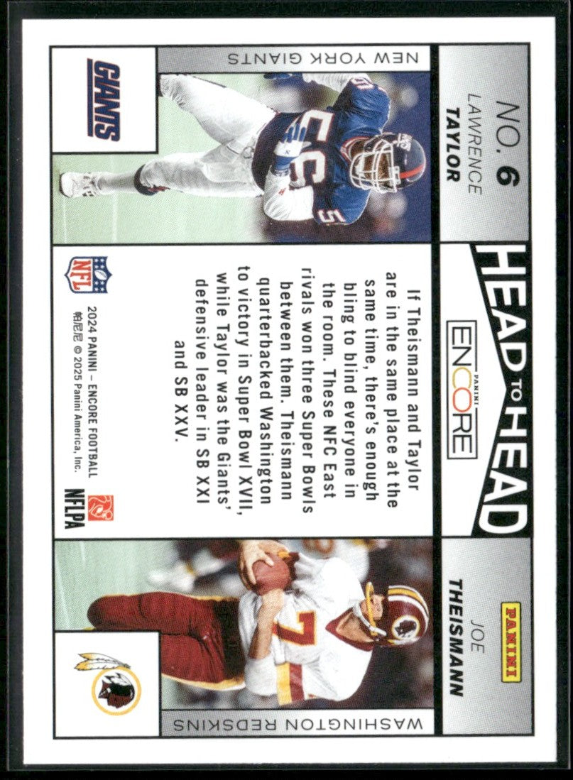 Lawrence Taylor/Joe Theismann 2024 Panini Encore Head to Head #6