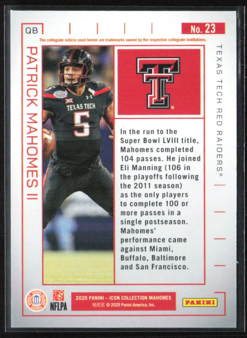 Patrick Mahomes II 2025 Panini Icon Collection #23 Kansas City Chiefs