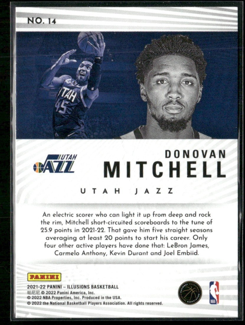 Donovan Mitchell 2022 Panini Illusions Intriguing Players #14 Utah Jazz