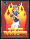 J.J. McCarthy 2024 Donruss Red Hot Rookies RC #RHR-JJM Minnesota Vikings