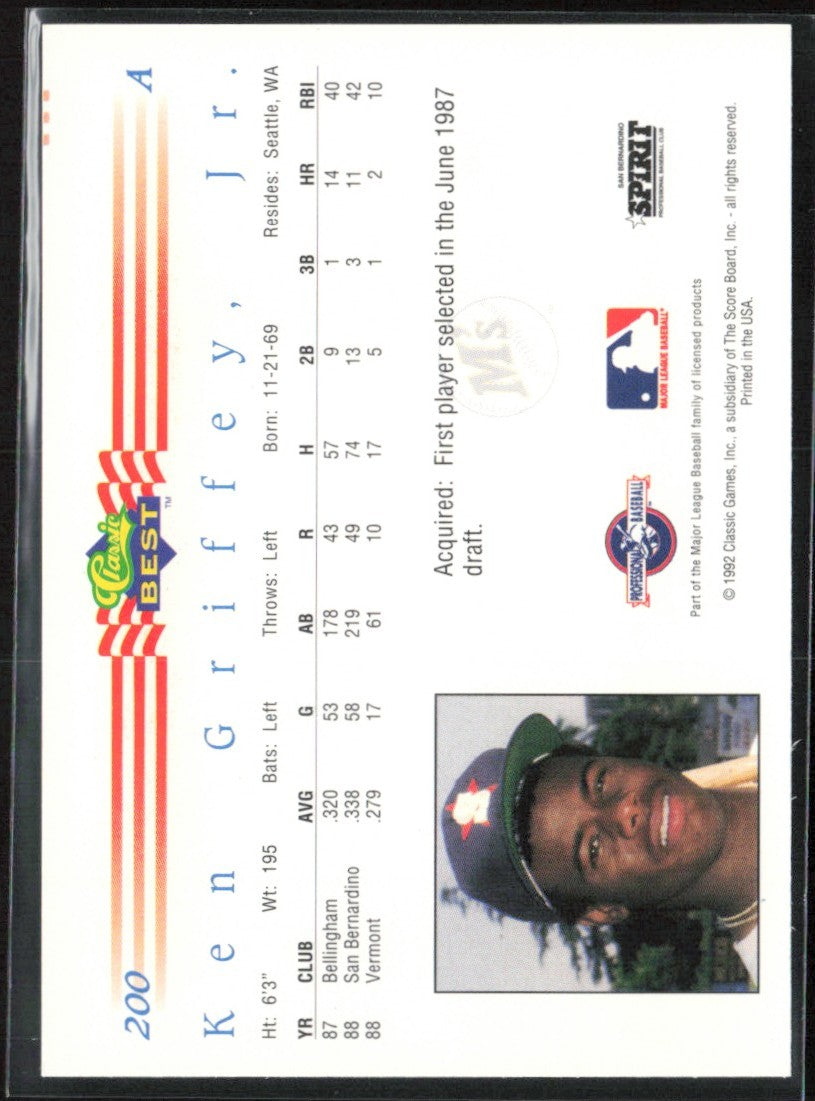 Ken Griffey Jr. 1992 Classic Best #200 Seattle Mariners