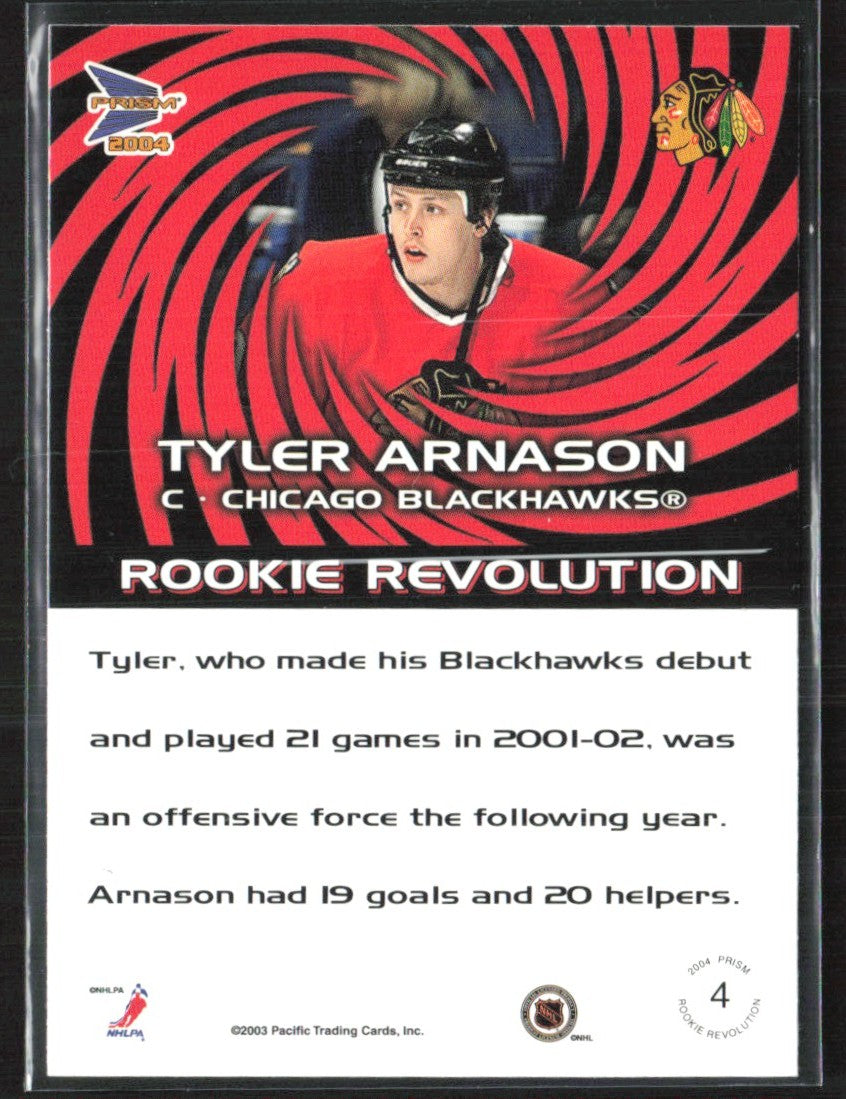 Tyler Arnason 2003 Pacific Prism Rookie Revolution RC #4 Chicago Blackhawks