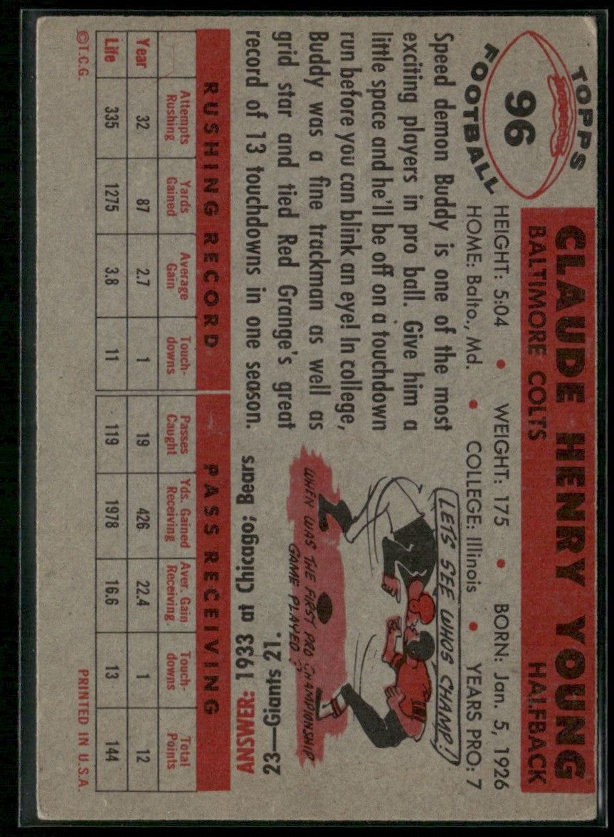 Buddy Young 1956 Topps #96 Baltimore Colts