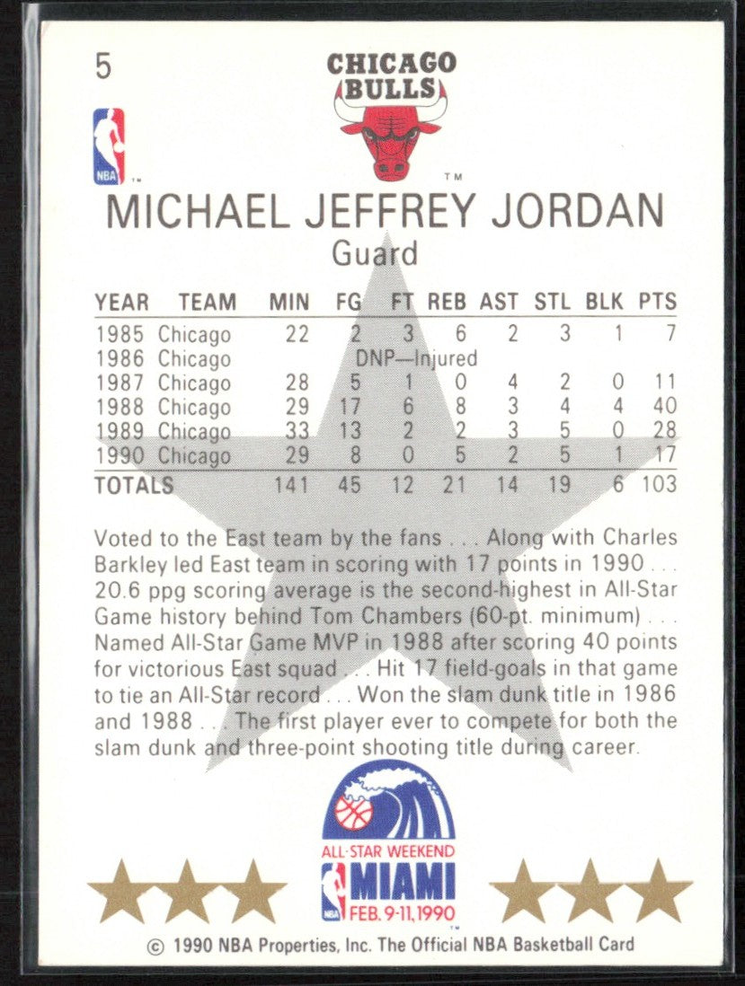 Michael Jordan 1990 NBA Hoops #5 Chicago Bulls
