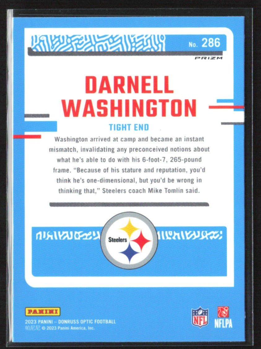 Darnell Washington 2023 Donruss Optic Silver Holo Prizm RC #286