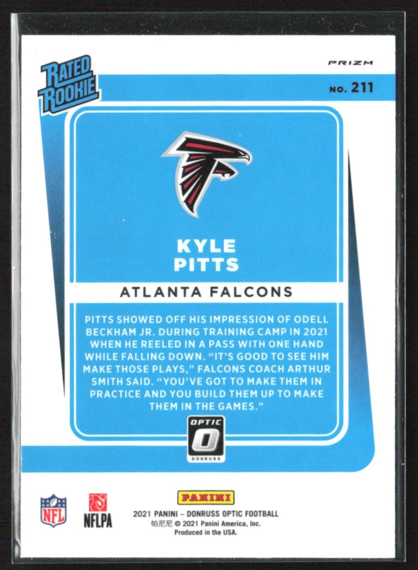 Kyle Pitts 2021 Donruss Optic Blue Hyper RC #211 Atlanta Falcons
