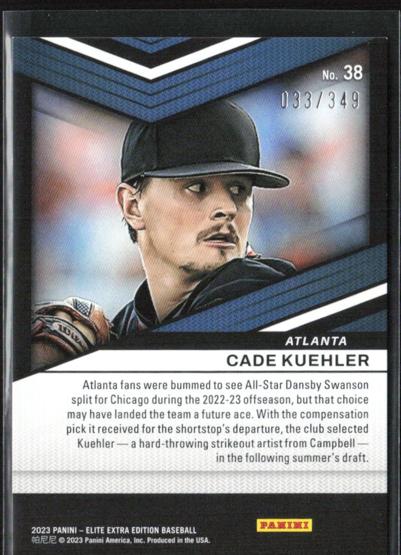 Cade Kuehler 2023 Elite Extra Edition Blue Aspirations /349 #38 Atlanta Braves