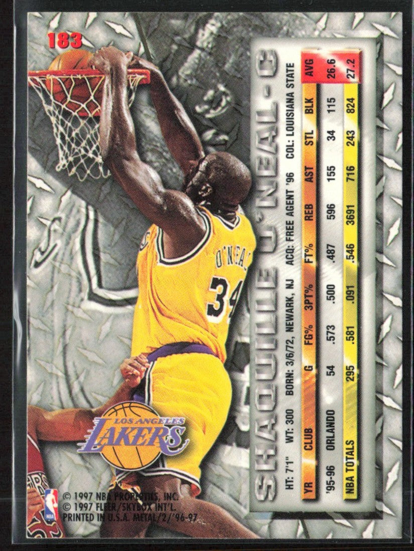Shaquille O'Neal 1996 Fleer Metal #183 Los Angeles Lakers