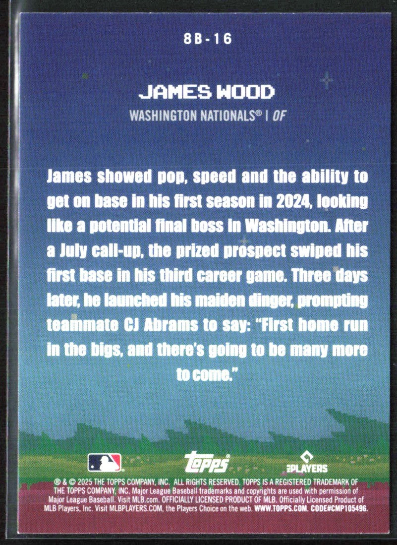 James Wood 2025 Topps 8-Bit Ballers #8B-16 Washington Nationals