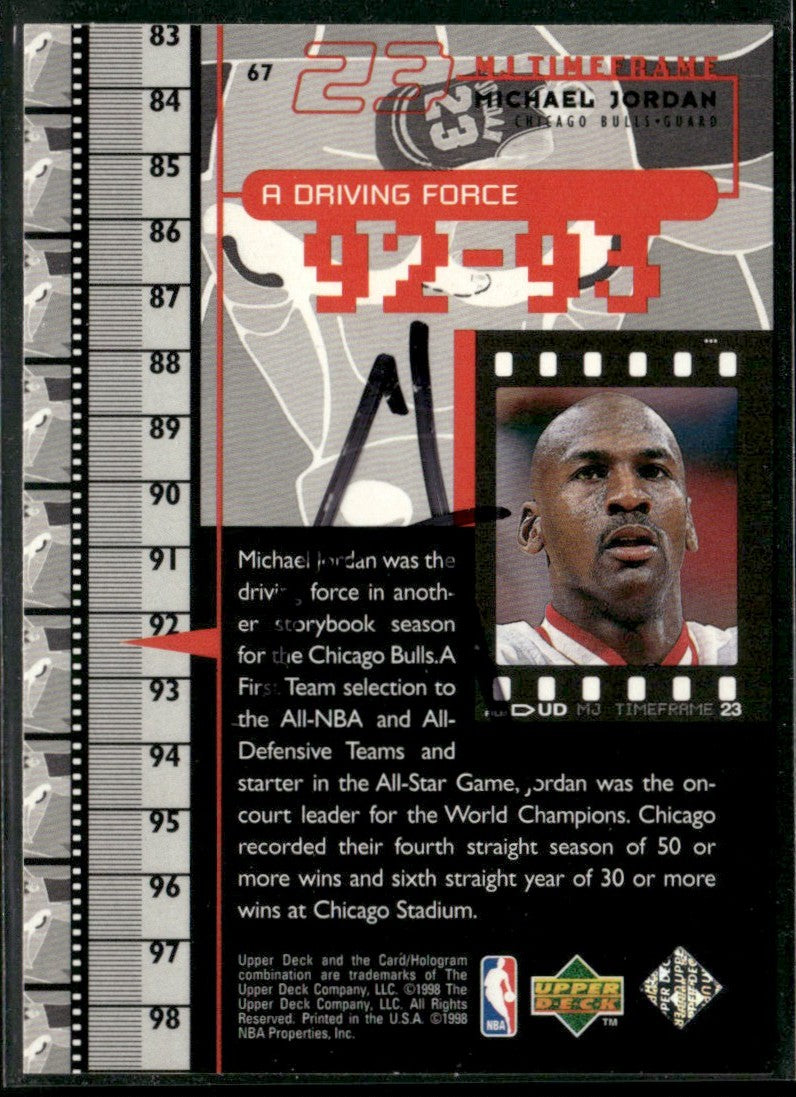 Michael Jordan 1998 Upper Deck MJ TimeFrame #67 Chicago Bulls