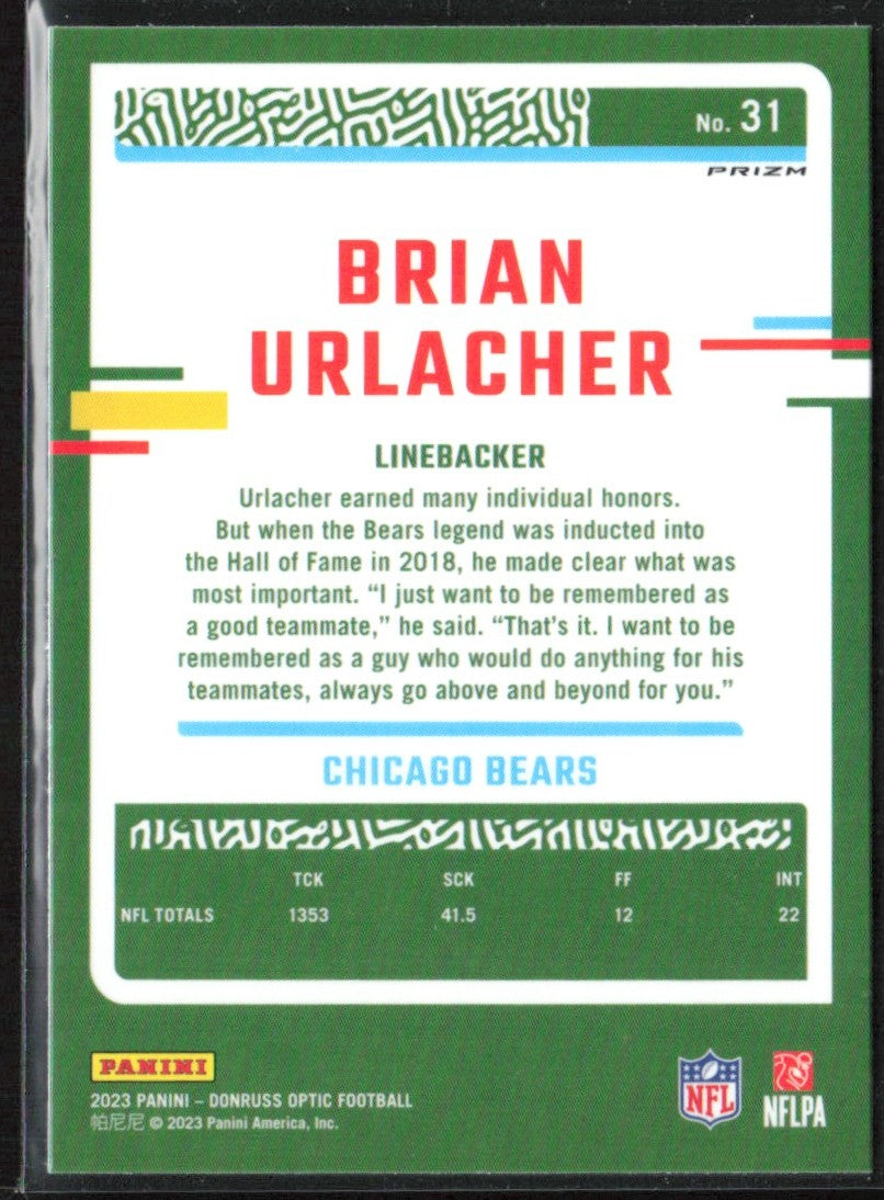 Brian Urlacher 2023 Panini Donruss Optic Holo Silver Prizm #31 Chicago Bears