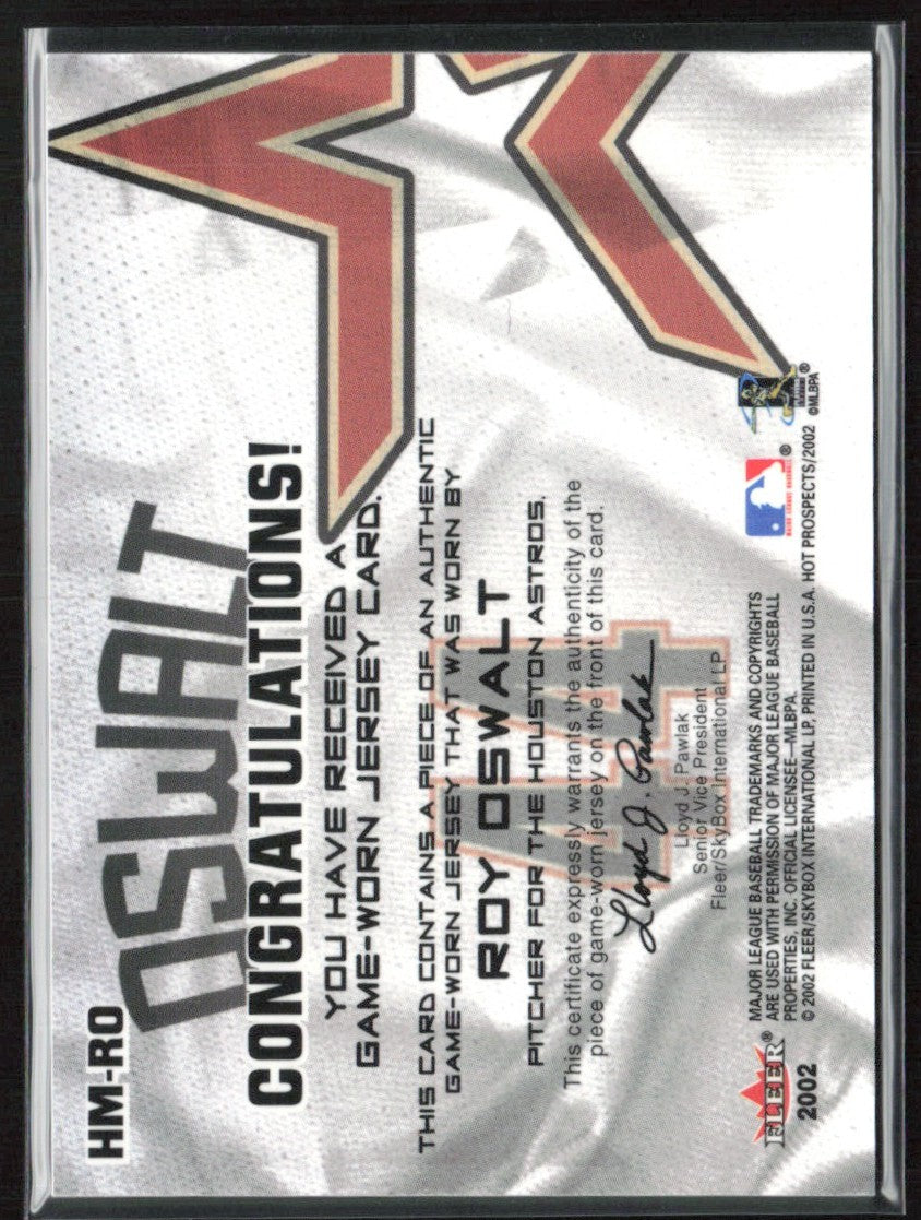 Roy Oswalt 2002 Fleer Hot Prospects MLB Materials Jersey #HM-RO Houston Astros