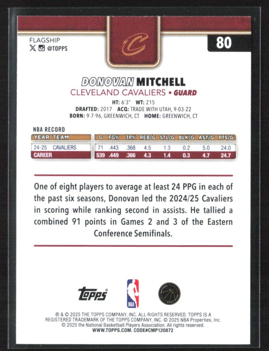 Donovan Mitchell 2025 Topps Gold /2025 #80 Cleveland Cavaliers