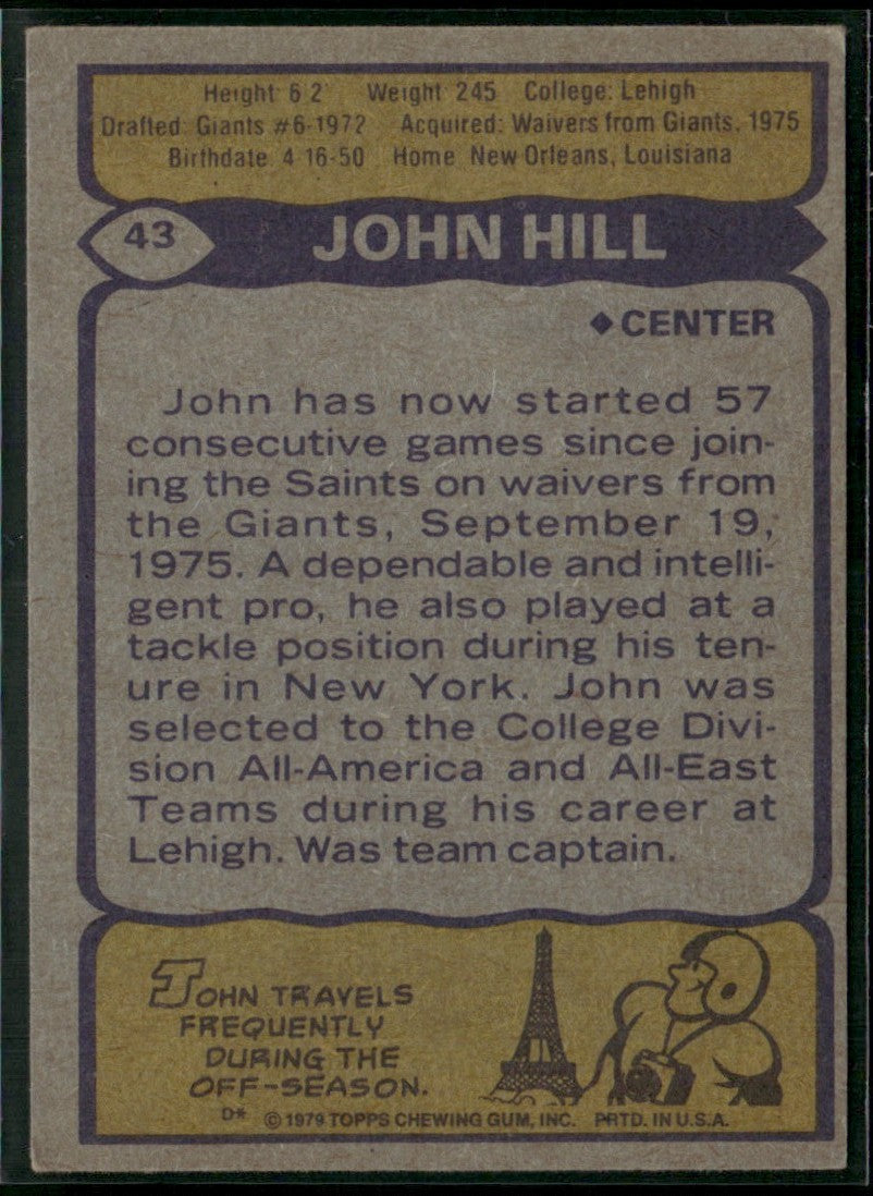 John Hill 1979 Topps #43 New Orleans Saints