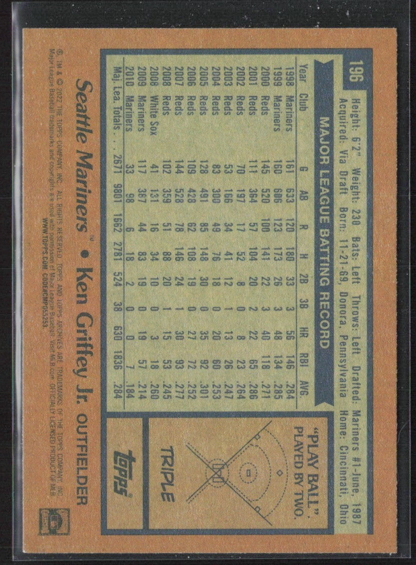 Ken Griffey Jr. 2022 Topps Archives 1978 Design #196 Seattle Mariners
