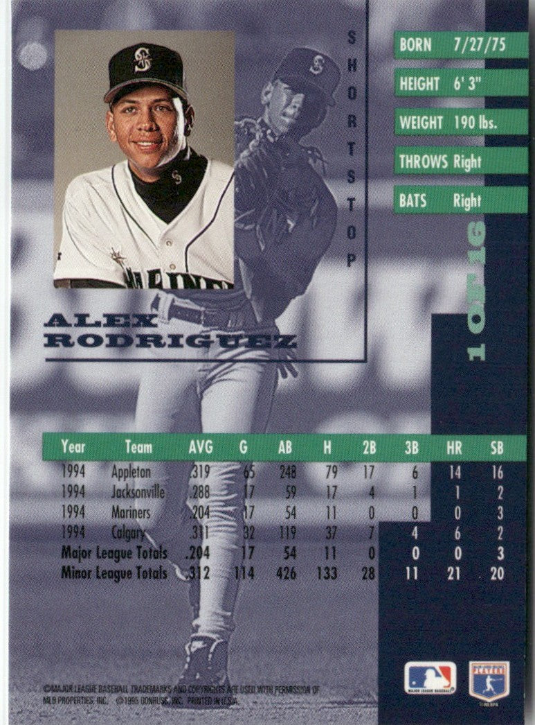 Alex Rodriguez 1995 Leaf Gold Rookies #1 Seattle Mariners