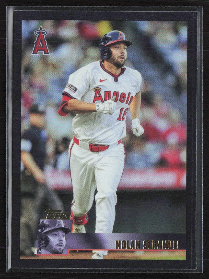 Nolan Schanuel 2025 Topps Archives 1996 Black Foilboard #138 Los Angeles Angels