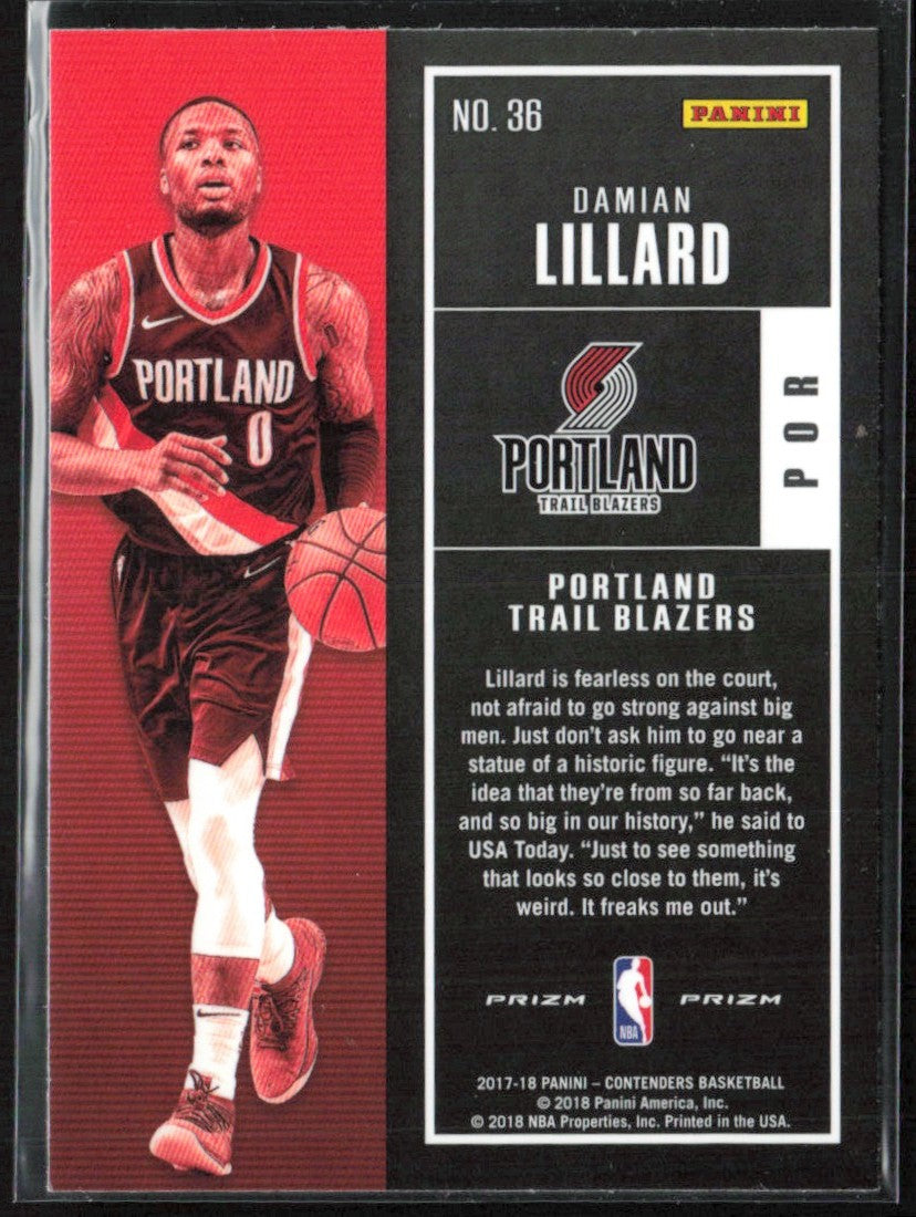 Damian Lillard 2017 Panini Contenders Season Ticket #36 Portland Trail Blazers