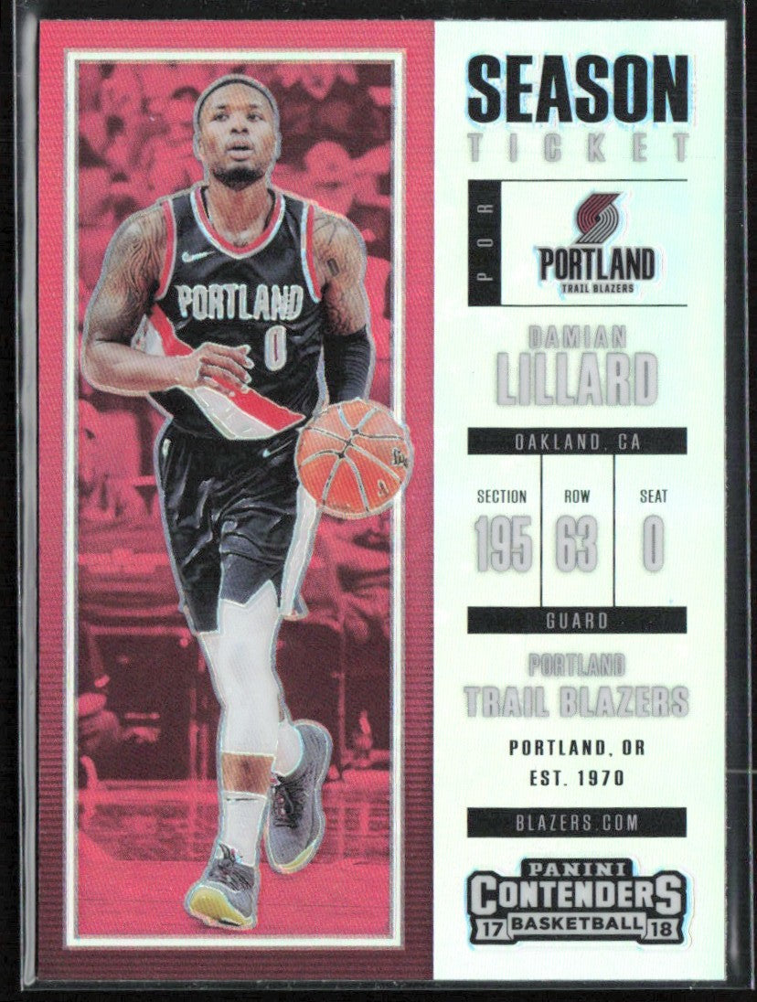 Damian Lillard 2017 Panini Contenders Season Ticket #36 Portland Trail Blazers