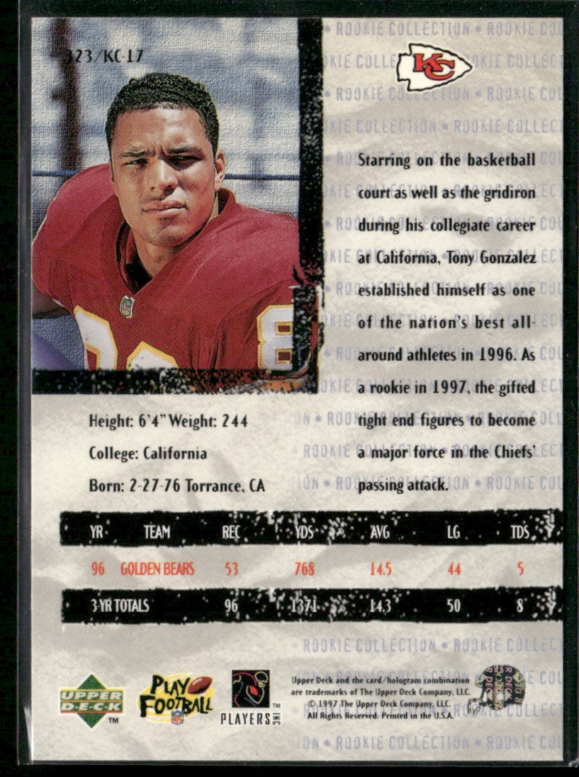 Tony Gonzalez 1997 Upper Deck Collector's Choice Rookie Collection RC #323