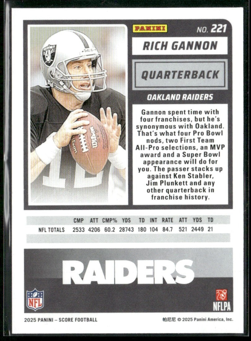 Rich Gannon 2025 Score Showcase /250 #221 Oakland Raiders