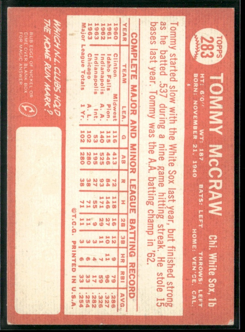 Tommy McCraw 1964 Topps RC #283 Chicago White Sox
