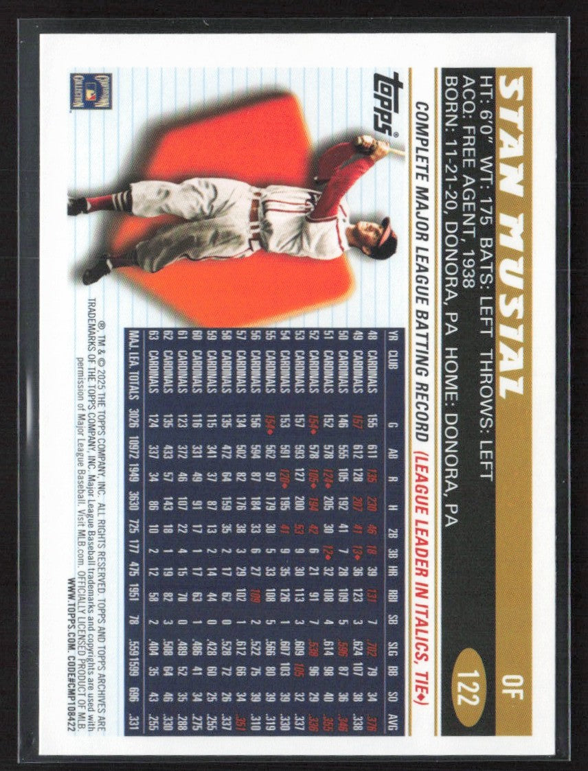 Stan Musial 2025 Topps Archives 1996 Black Foilboard #122 St. Louis Cardinals