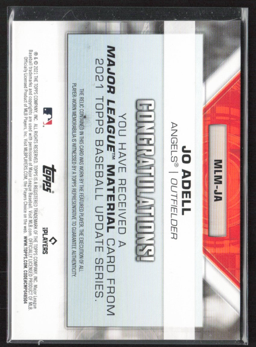 Jo Adell 2021 Topps Major League Material RC Jersey #MLM-JA Los Angeles Angels