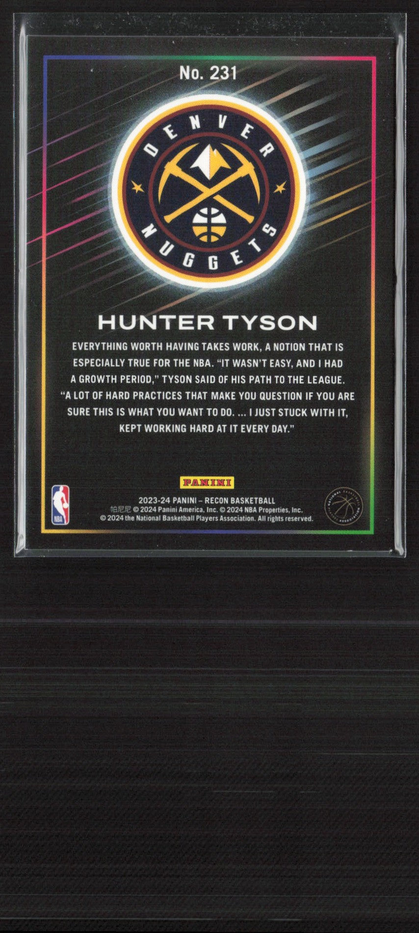 Hunter Tyson 2023 Panini Recon Holo Red RC /199 #231 Denver Nuggets