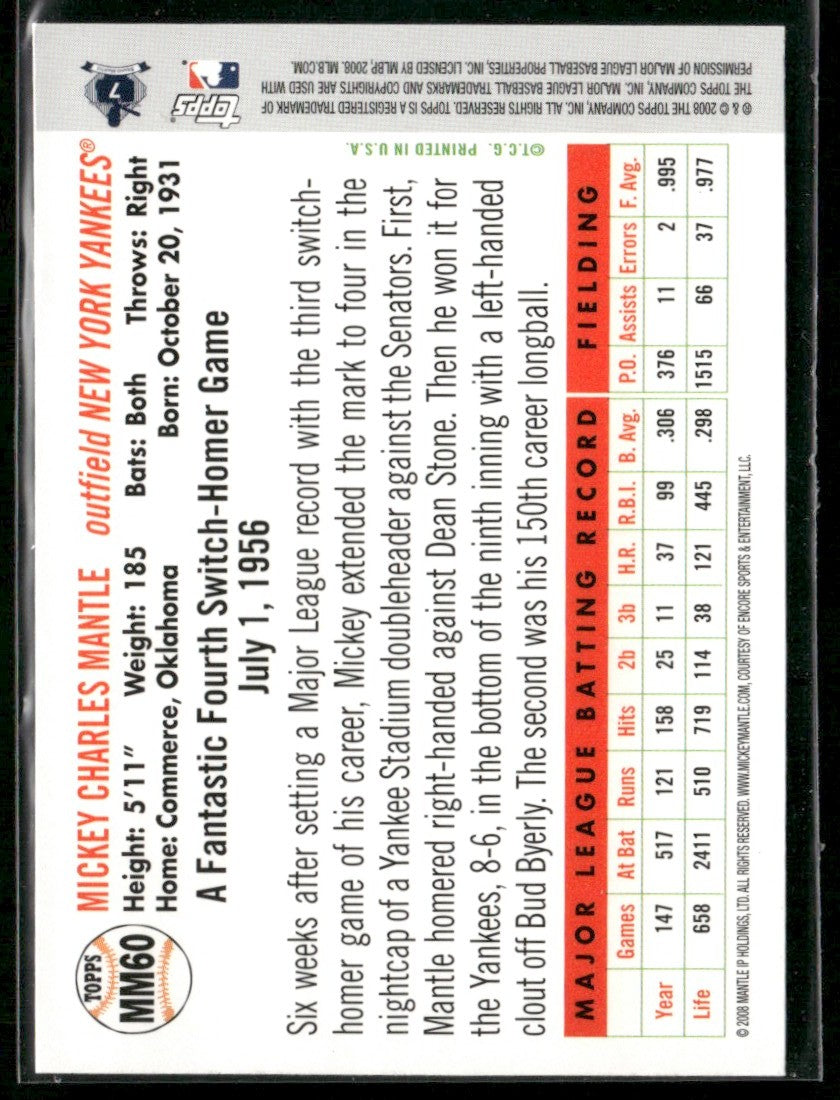 Mickey Mantle 2008 Topps Story #MM60 New York Yankees